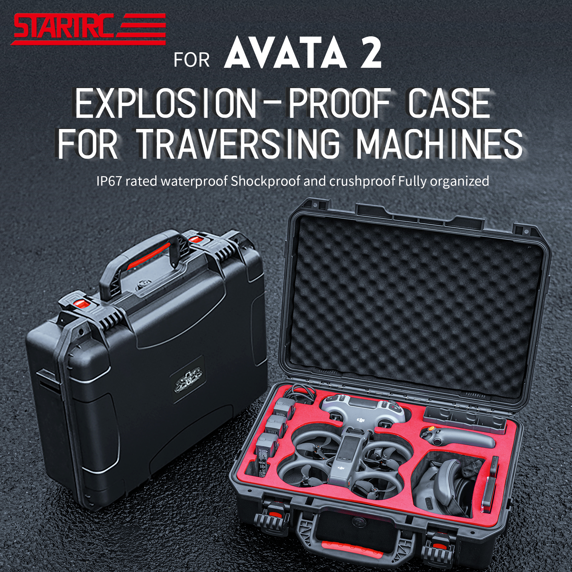 Drone Charging Hub - Кейс Avata 2, водонепроницаемый жесткий кейс